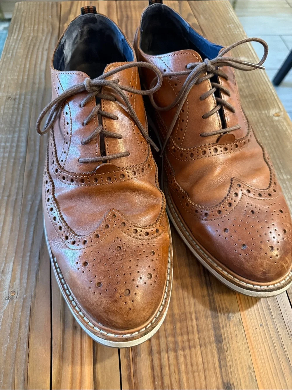 Cole Haan Brown Leather Wingtip Derby Oxford